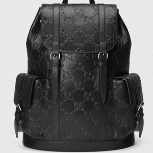Black Gucci Embossed Backpack